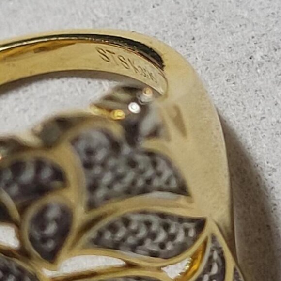 Karis, New, Diamond Accent Floral, Ring in 18k Yellow Gold Plated, Size 10 - Picture 4 of 5